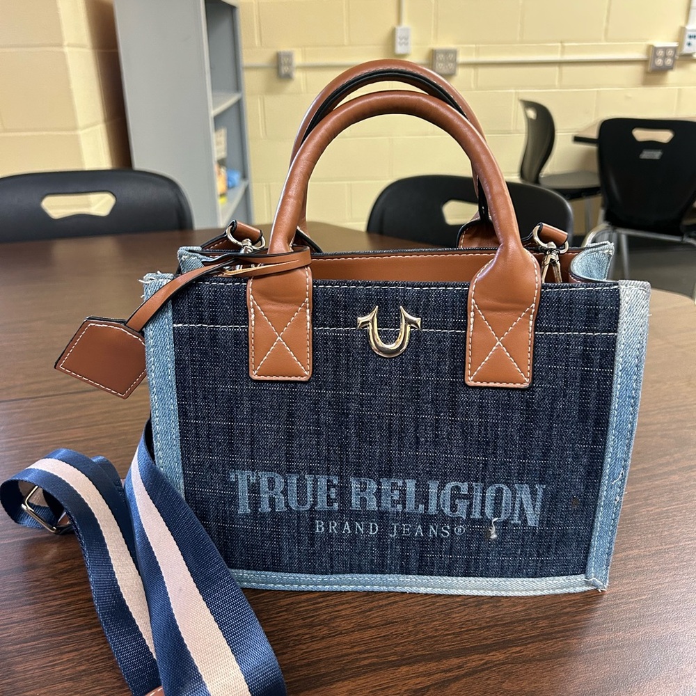 True Religion Denim and Brown Leather Women's Bag